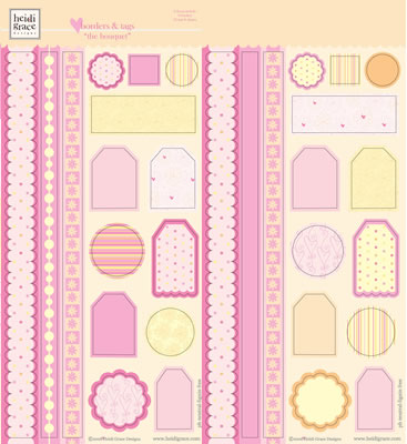 Heidi Grace - The Bouquet - Chipboard Borders & Tags with Glitter  (sold in 3's)